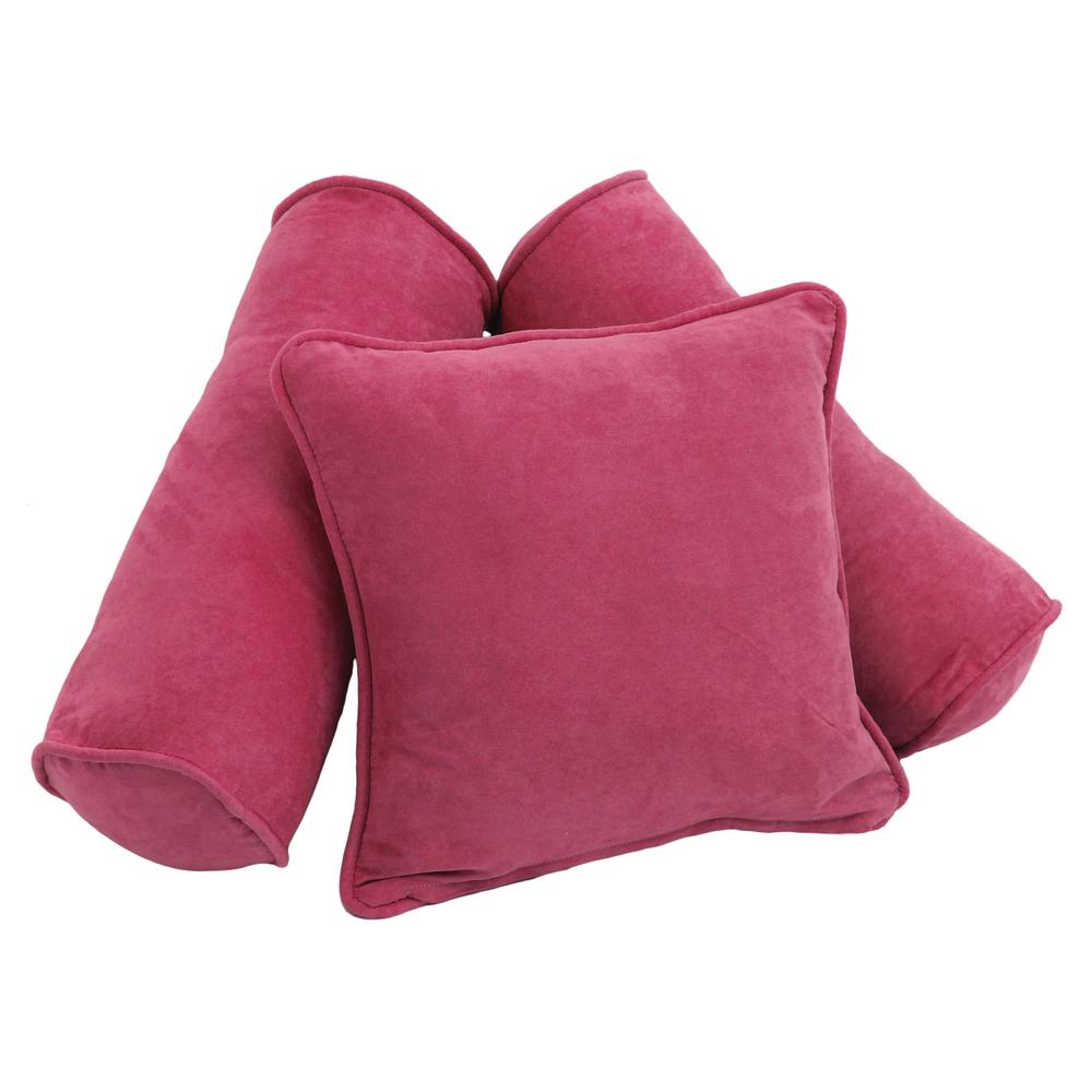 Double-corded Solid Microsuede Throw Pillows with Inserts (Set of 3), Bery Berry. Picture 1
