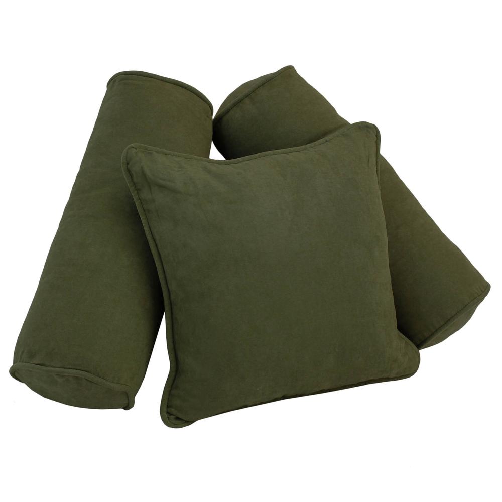 Double-corded Solid Microsuede Throw Pillows with Inserts (Set of 3), Hunter Green. Picture 1