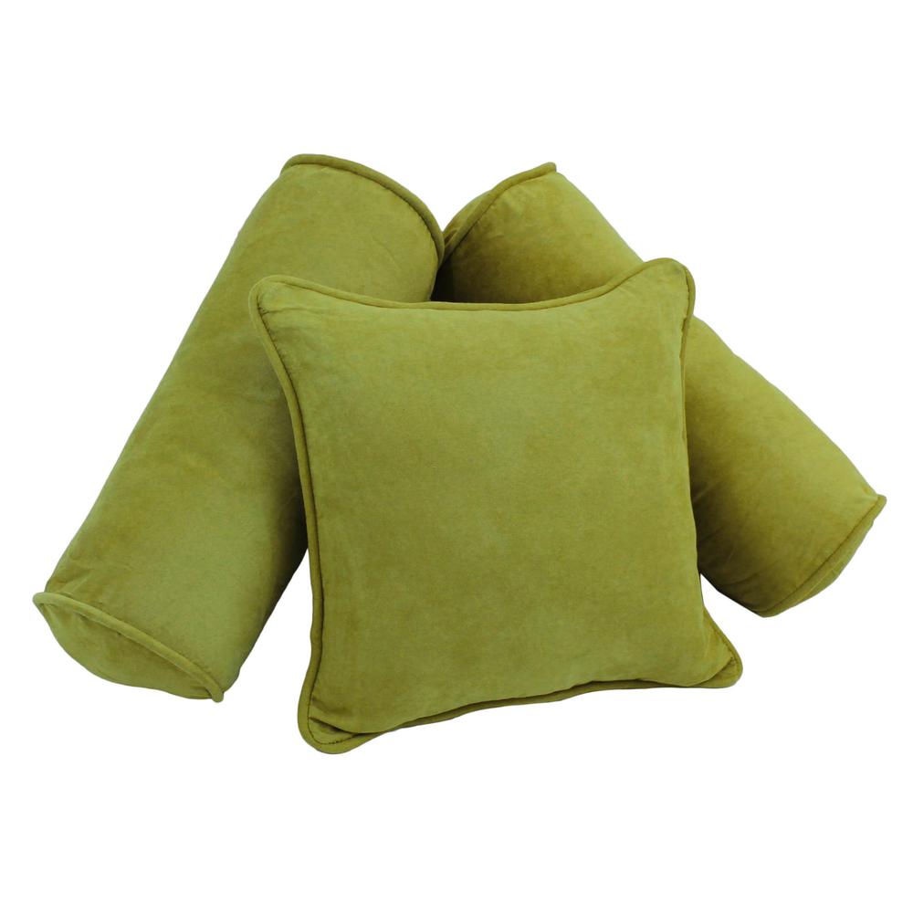 Double-corded Solid Microsuede Throw Pillows with Inserts (Set of 3), Mojito Lime. Picture 1