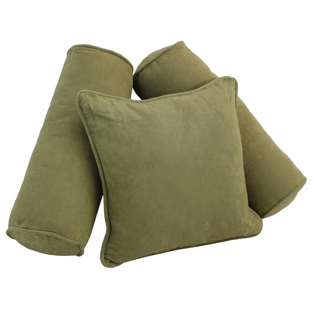 Double-corded Solid Microsuede Throw Pillows with Inserts (Set of 3), Sage Green. Picture 1