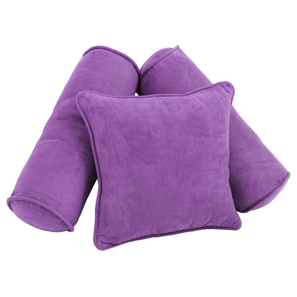 Double-corded Solid Microsuede Throw Pillows with Inserts (Set of 3) 9816-CD-S3-MS-UV. Picture 1