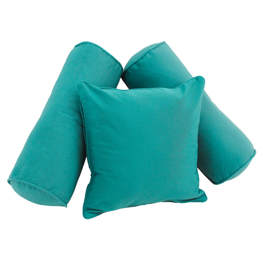 Double-corded Solid Twill Throw Pillows with Inserts (Set of 3) Aqua Blue. Picture 1