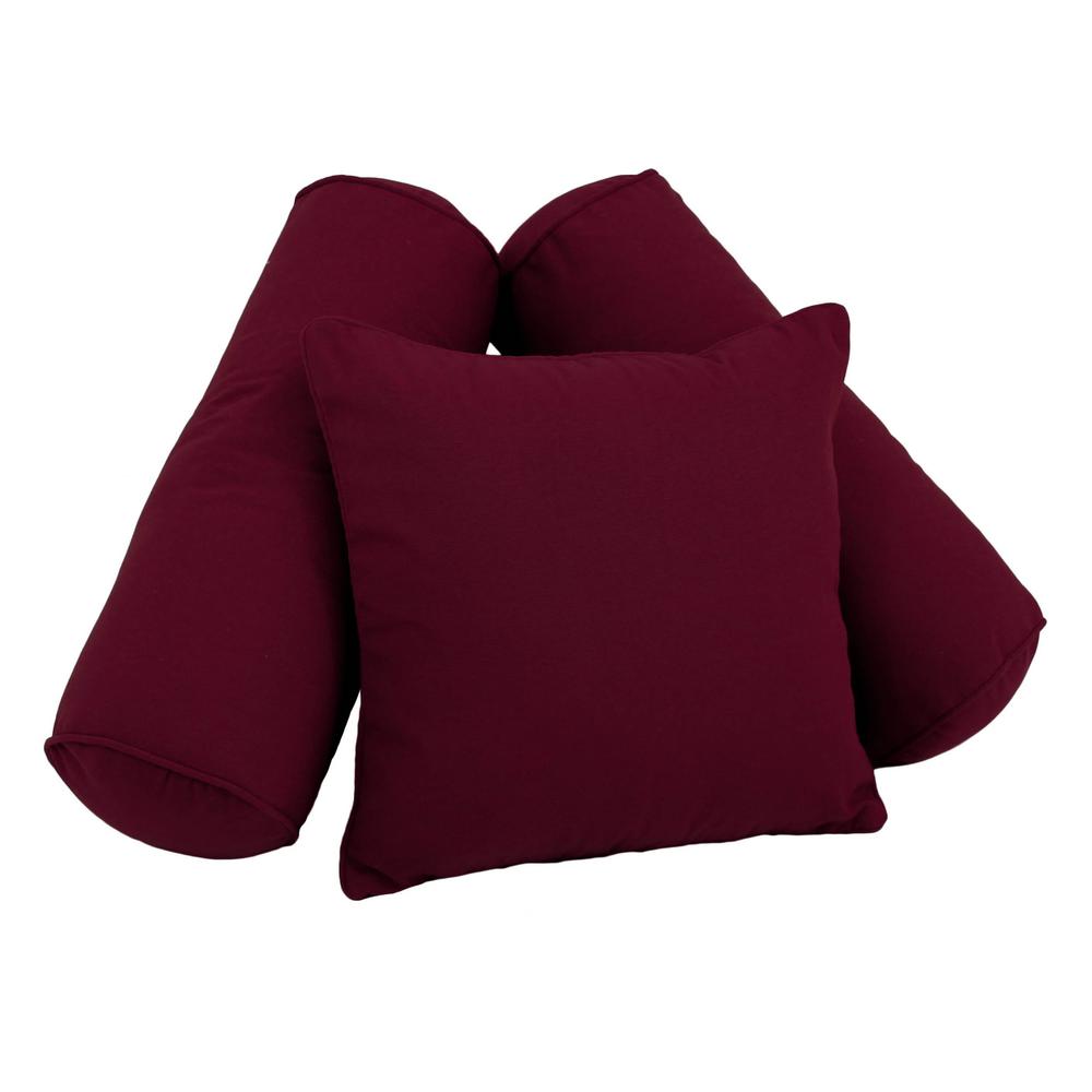 Double-corded Solid Twill Throw Pillows with Inserts (Set of 3), Burgundy. Picture 1