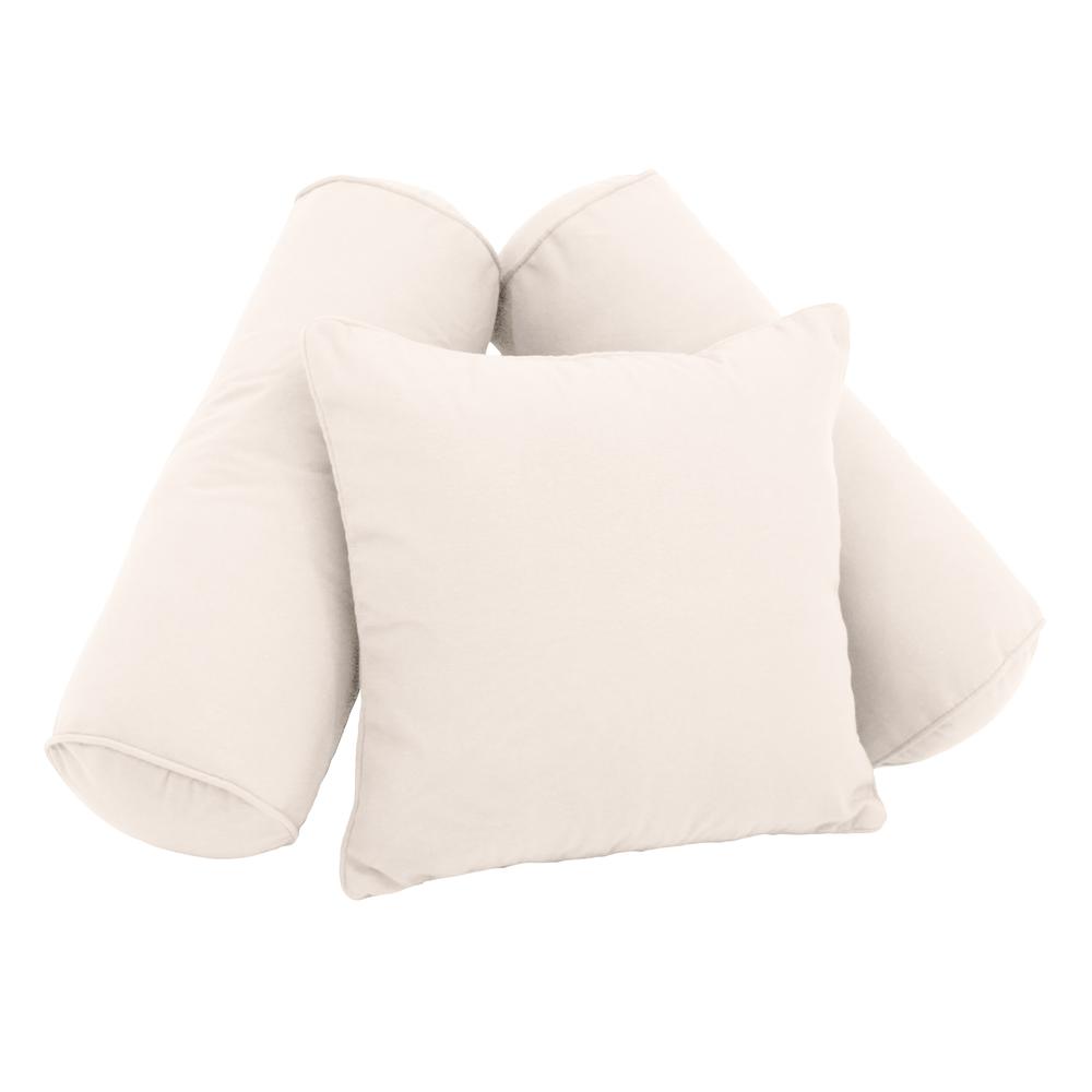 Double-corded Solid Twill Throw Pillows with Inserts (Set of 3) - Natural. Picture 1
