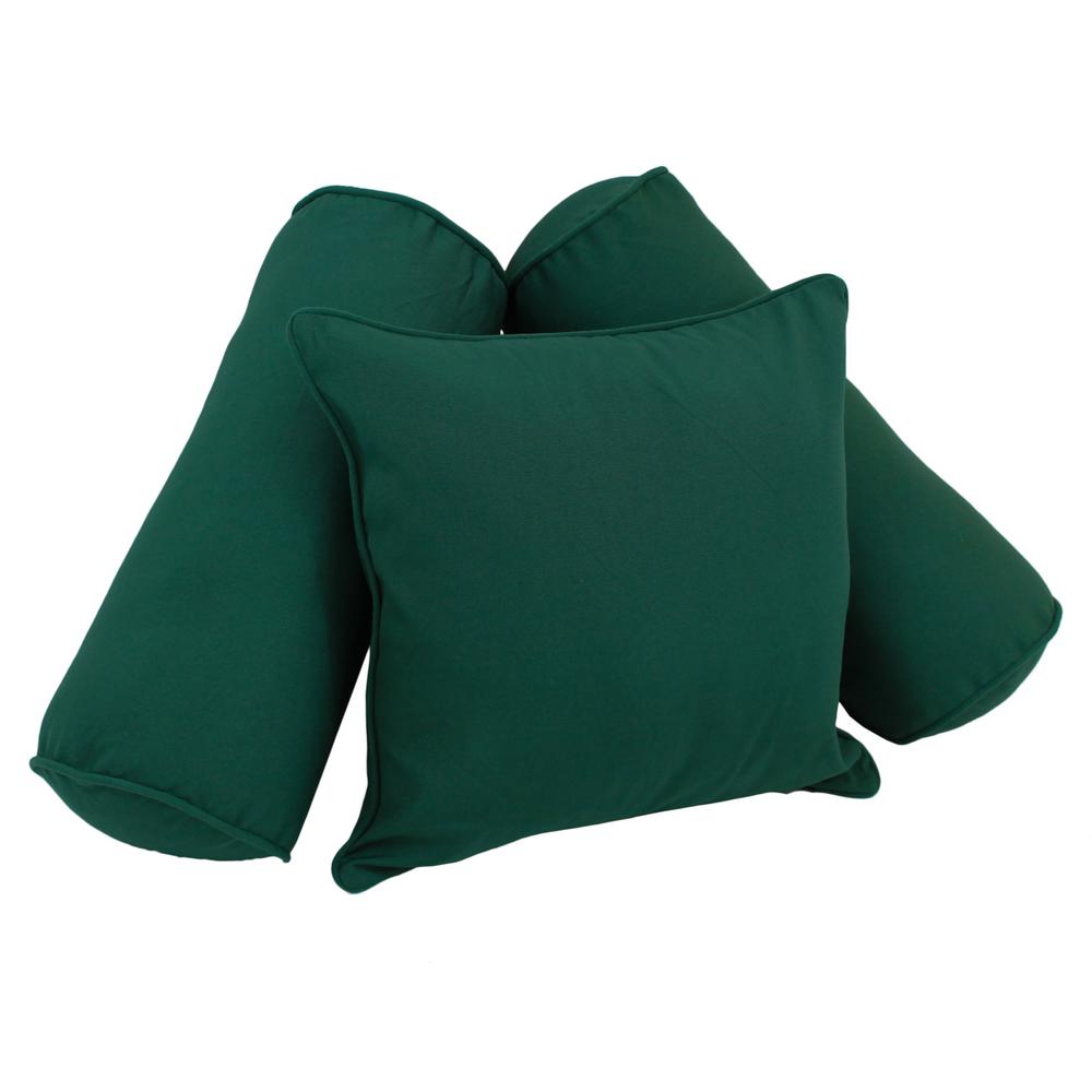 Double-corded Solid Twill Throw Pillows with Inserts (Set of 3) - Forest Green. Picture 1