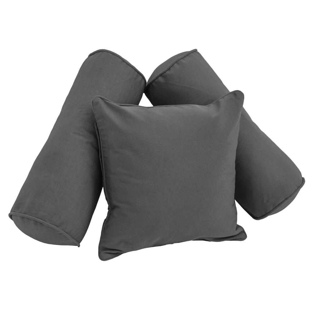 Double-corded Solid Twill Throw Pillows with Inserts (Set of 3) 9816-CD-S3-TW-GY. Picture 1