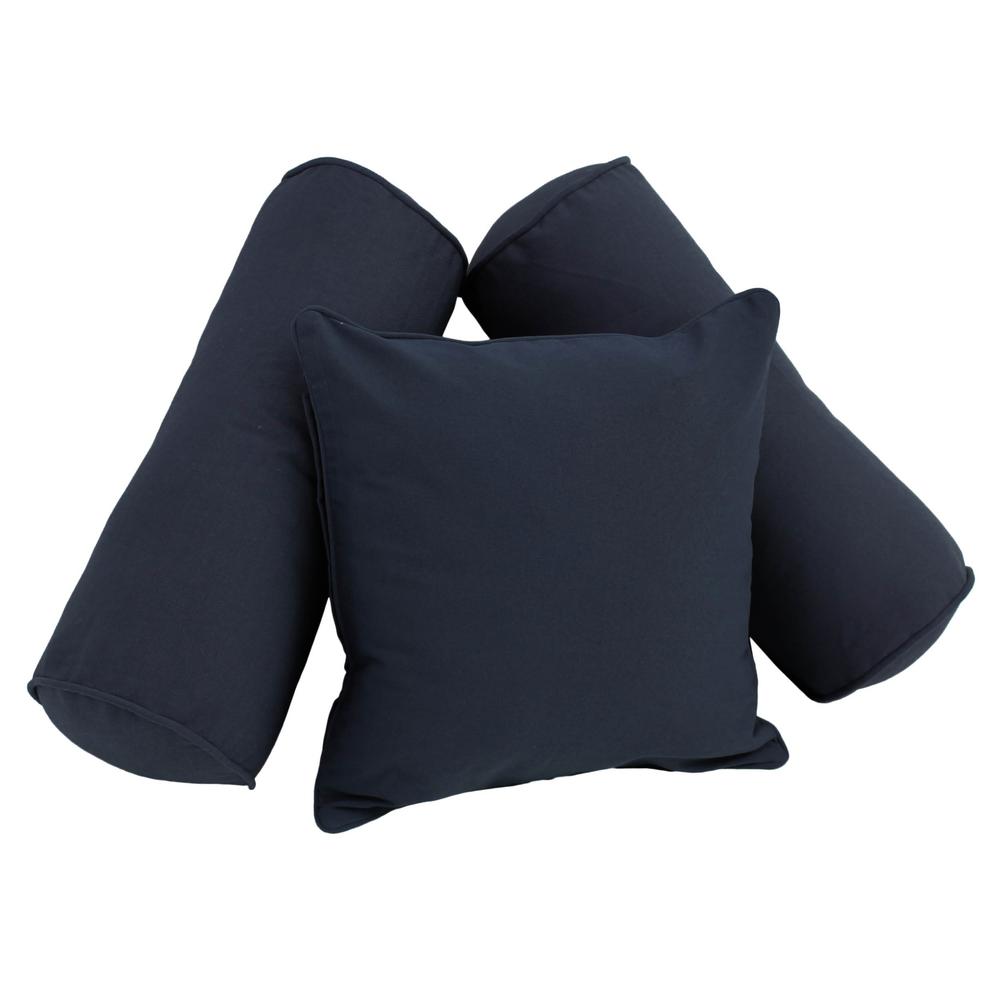 Double-corded Solid Twill Throw Pillows with Inserts (Set of 3) - Navy. Picture 1