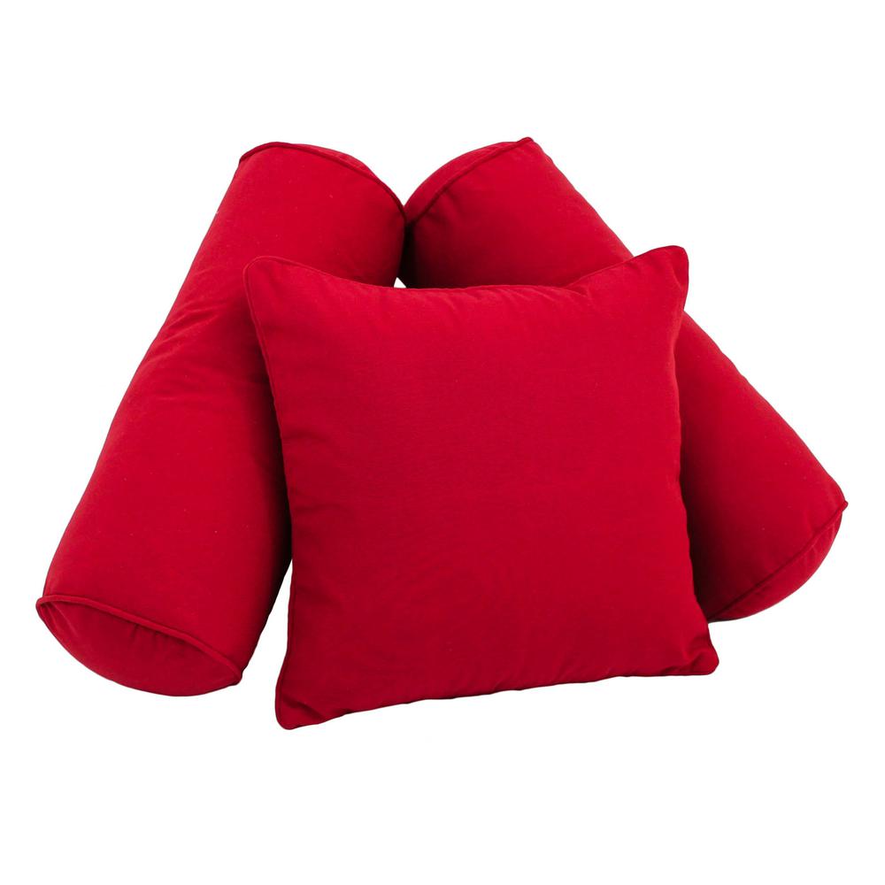 Double-corded Solid Twill Throw Pillows with Inserts (Set of 3) 9816-CD-S3-TW-RD. Picture 1