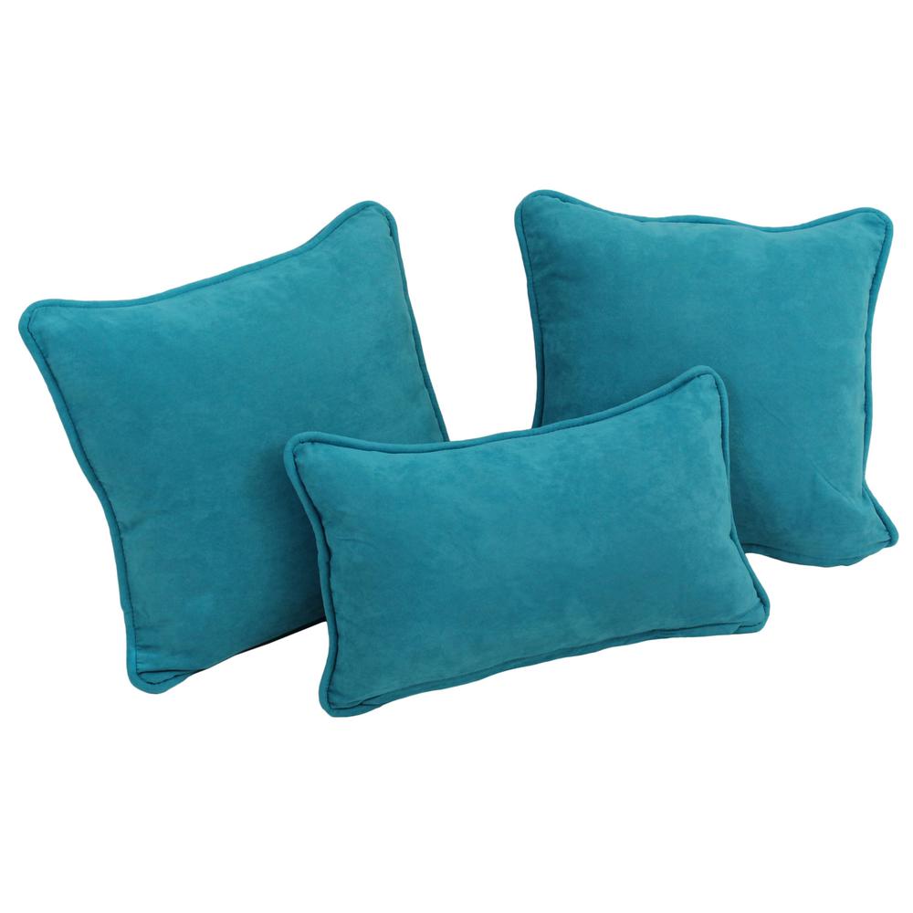 Double-corded Solid Microsuede Throw Pillows with Inserts (Set of 3) 9817-CD-S3-MS-AB. Picture 1