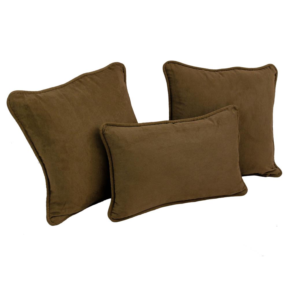 Double-corded Solid Microsuede Throw Pillows with Inserts (Set of 3) 9817-CD-S3-MS-CH. Picture 1