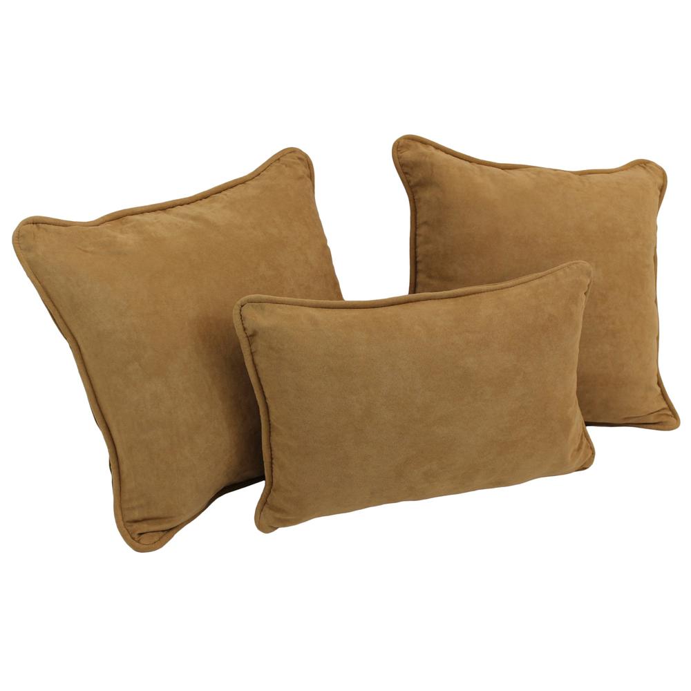 Double-corded Solid Microsuede Throw Pillows with Inserts (Set of 3) 9817-CD-S3-MS-CM. Picture 1