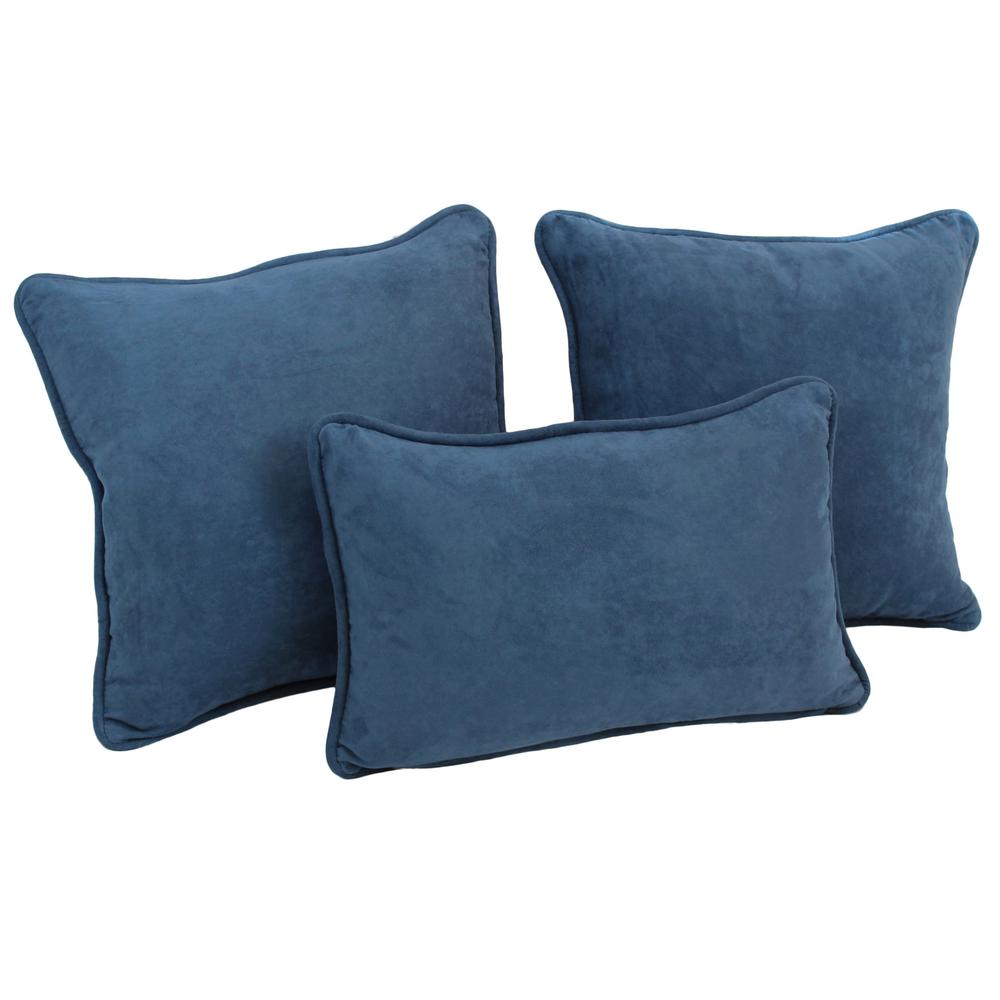 Double-corded Solid Microsuede Throw Pillows with Inserts (Set of 3) 9817-CD-S3-MS-IN. Picture 1