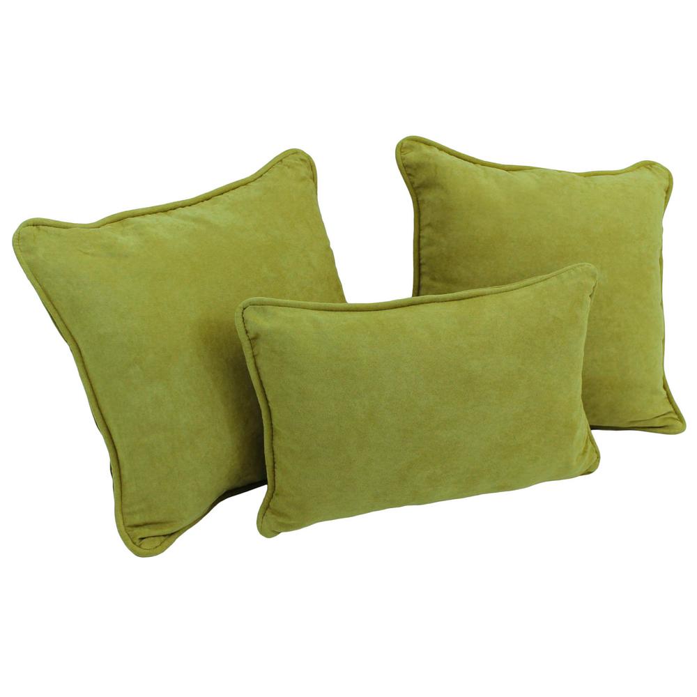 Double-corded Solid Microsuede Throw Pillows with Inserts (Set of 3) 9817-CD-S3-MS-ML. Picture 1