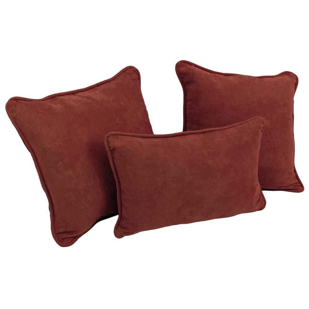 Double-corded Solid Microsuede Throw Pillows with Inserts (Set of 3) 9817-CD-S3-MS-RW. Picture 1