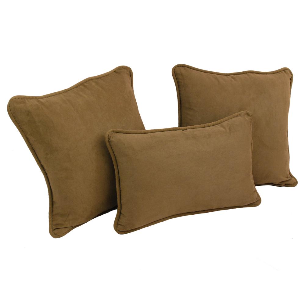 Double-corded Solid Microsuede Throw Pillows with Inserts (Set of 3) 9817-CD-S3-MS-SB. Picture 1