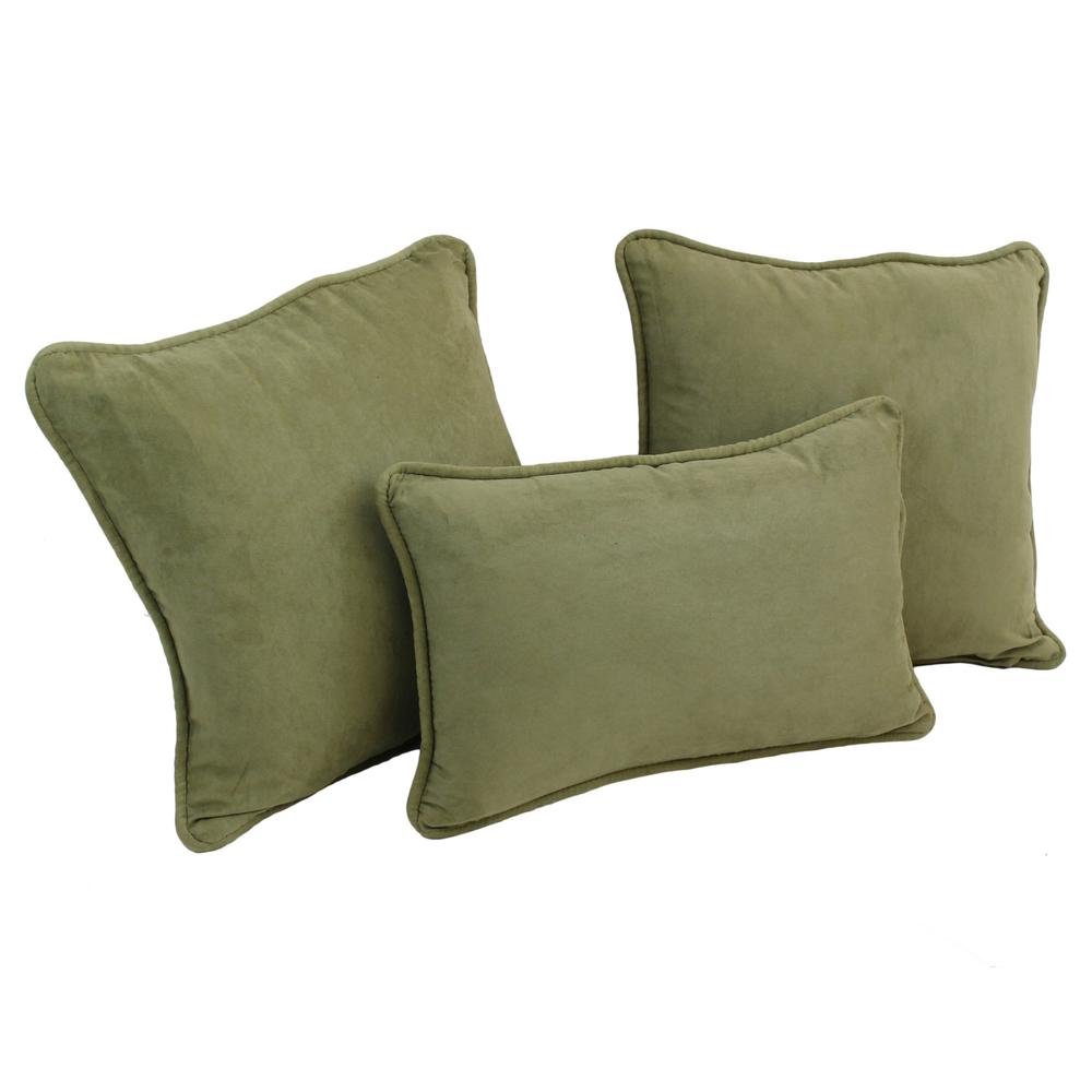 Double-corded Solid Microsuede Throw Pillows with Inserts (Set of 3) 9817-CD-S3-MS-SG. Picture 1