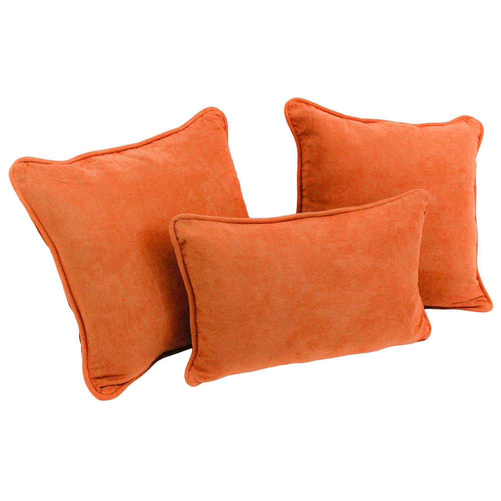 Double-corded Solid Microsuede Throw Pillows with Inserts (Set of 3) 9817-CD-S3-MS-TD. Picture 1