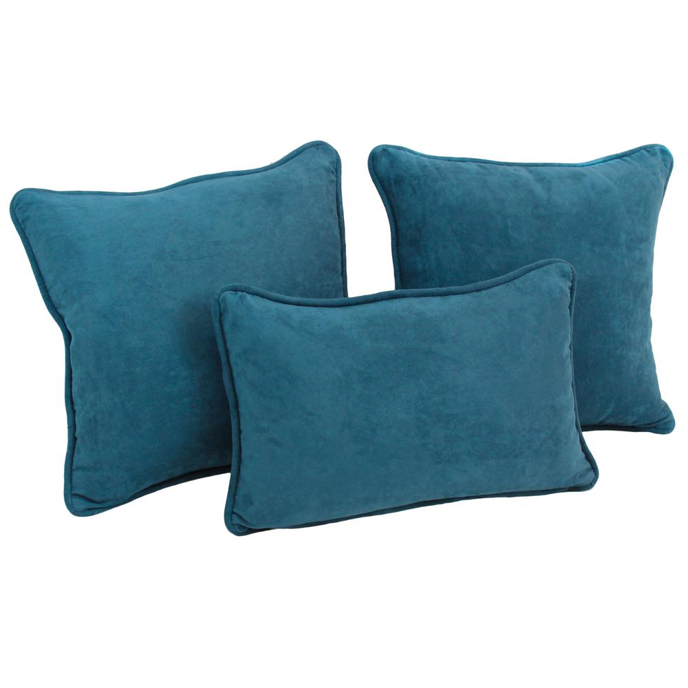 Double-corded Solid Microsuede Throw Pillows with Inserts (Set of 3) 9817-CD-S3-MS-TL. Picture 1