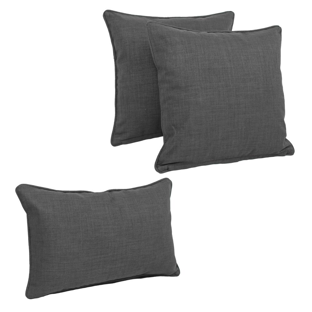 Double-corded Solid Outdoor Spun Polyester Throw Pillows with Inserts (Set of 3) 9817-CD-S3-REO-SOL-15. Picture 1