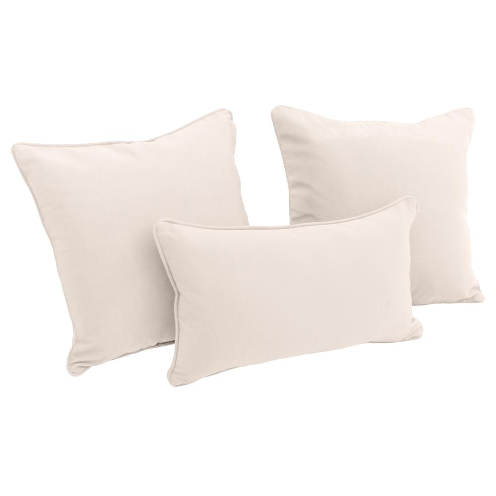 Double-corded Solid Twill Throw Pillows with Inserts (Set of 3), Natural. Picture 1