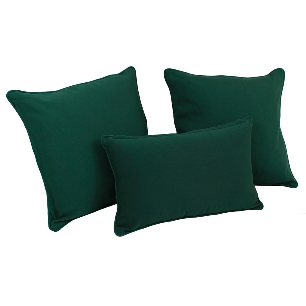 Double-corded Solid Twill Throw Pillows with Inserts (Set of 3), Forest Green. Picture 1