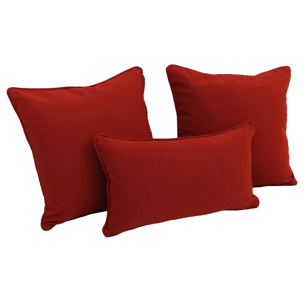 Double-corded Solid Twill Throw Pillows with Inserts (Set of 3), Ruby Red. Picture 1