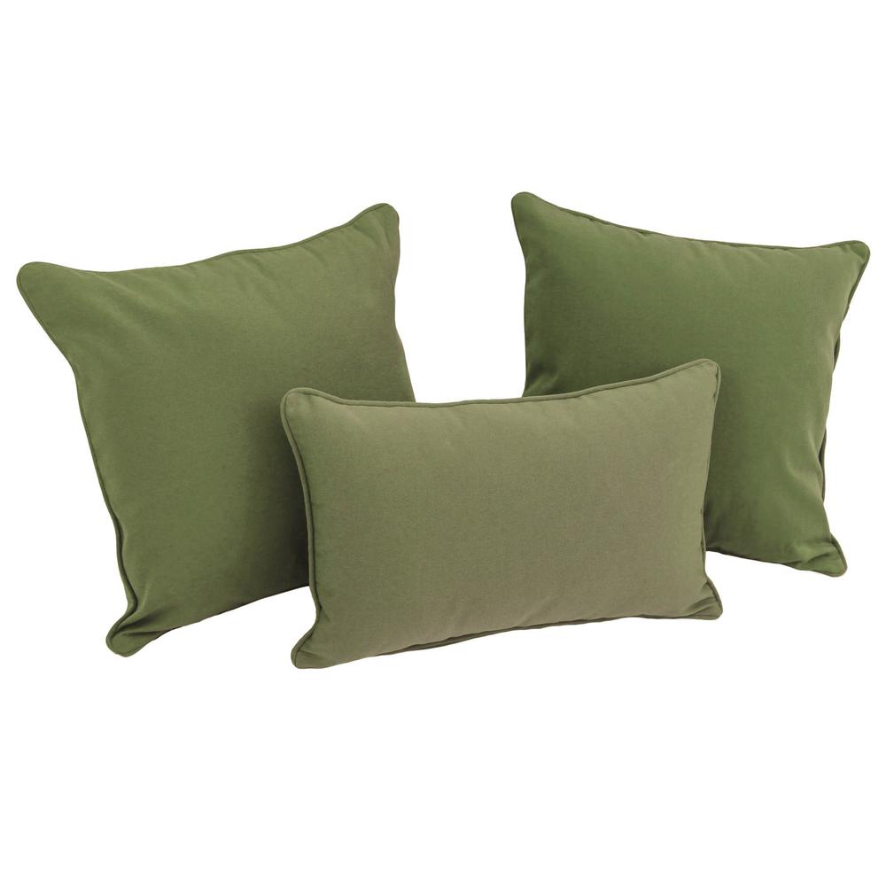 Double-corded Solid Twill Throw Pillows with Inserts (Set of 3), Sage. Picture 1