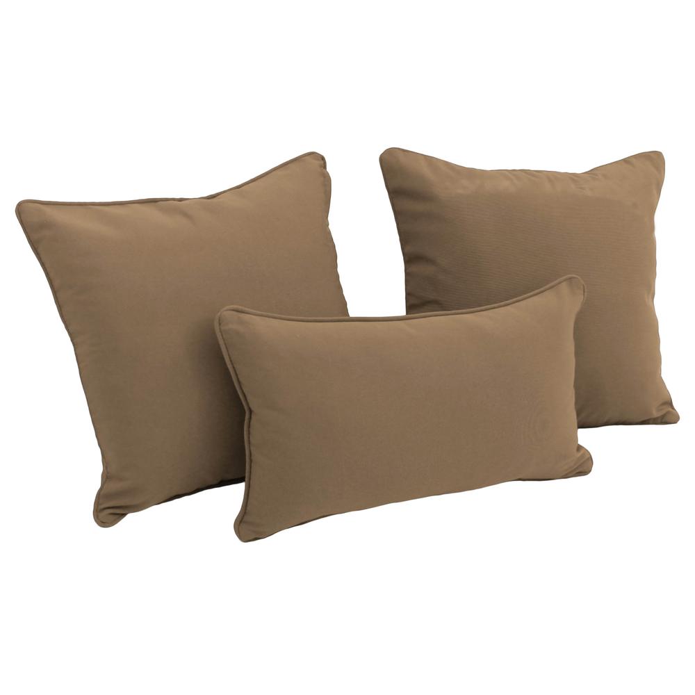 Double-corded Solid Twill Throw Pillows with Inserts (Set of 3), Toffee. Picture 1