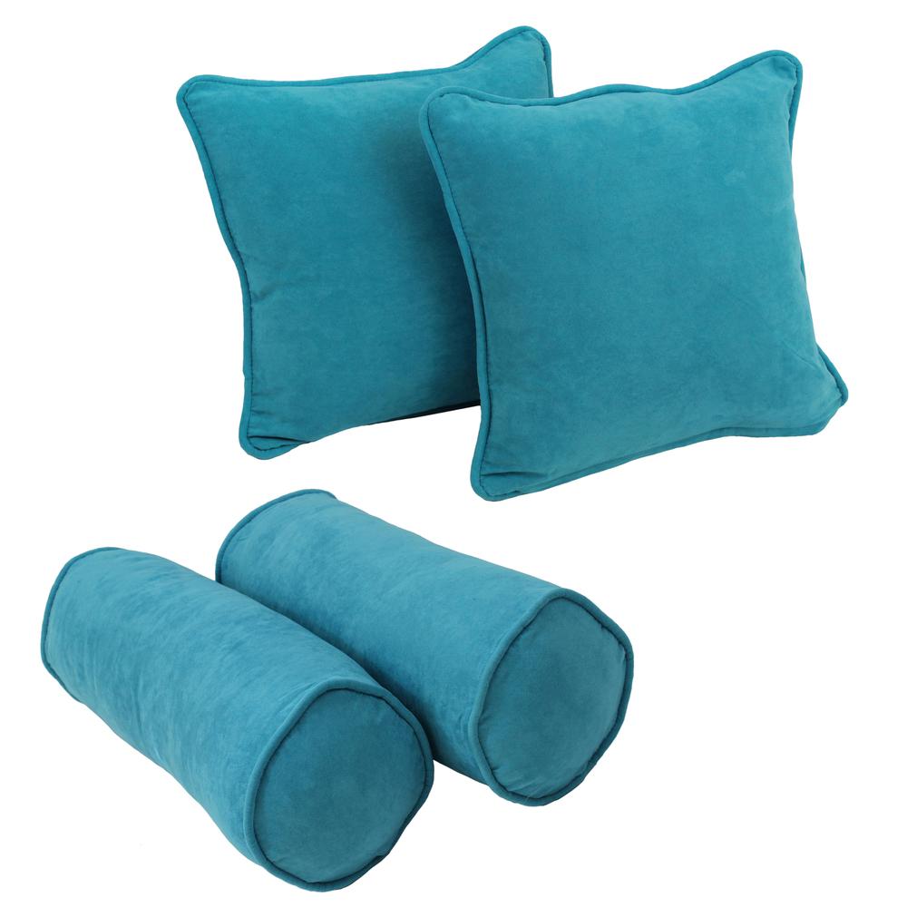 Double-corded Solid Microsuede Throw Pillows with Inserts (Set of 4)  9818-CD-S4-MS-AB. Picture 1