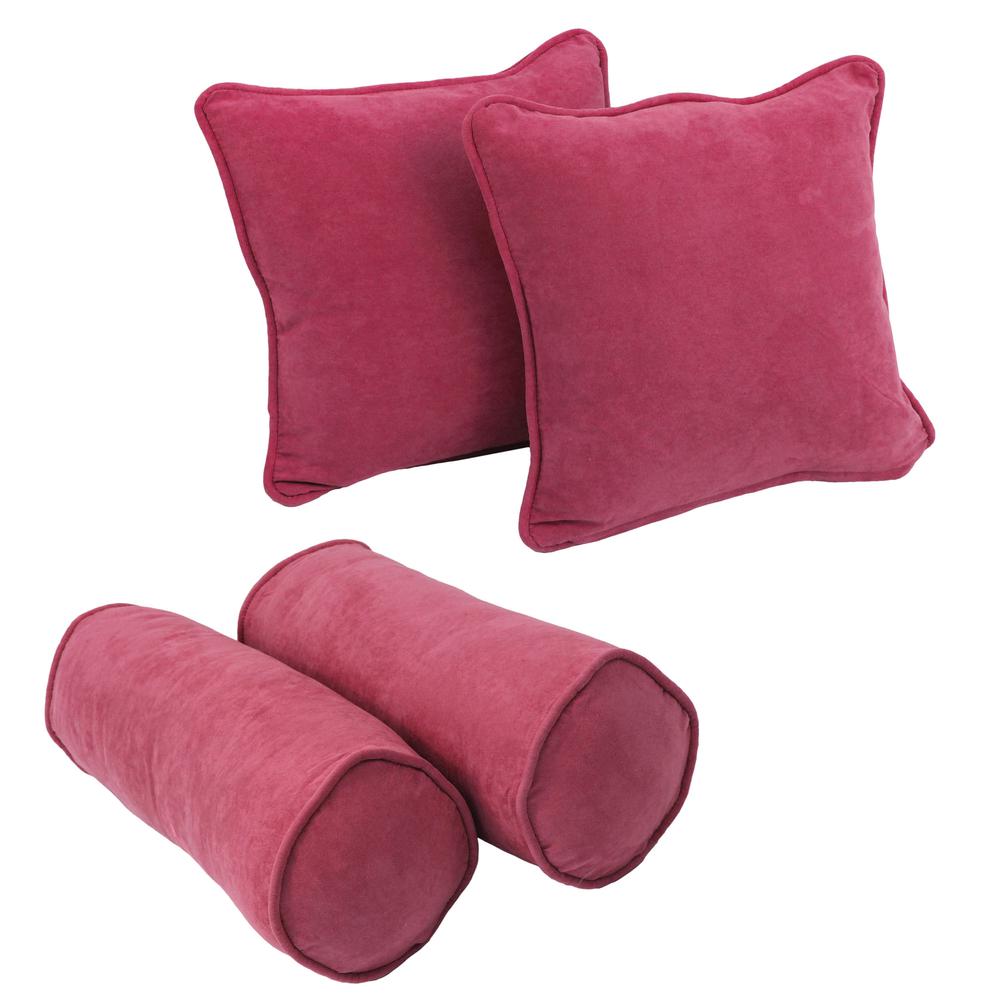 Double-corded Solid Microsuede Throw Pillows with Inserts (Set of 4)  9818-CD-S4-MS-BB. Picture 1