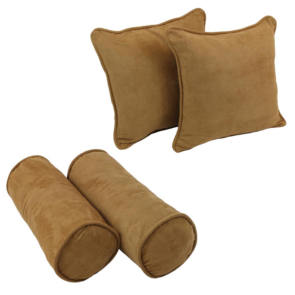 Double-corded Solid Microsuede Throw Pillows with Inserts (Set of 4)  9818-CD-S4-MS-CM. Picture 1