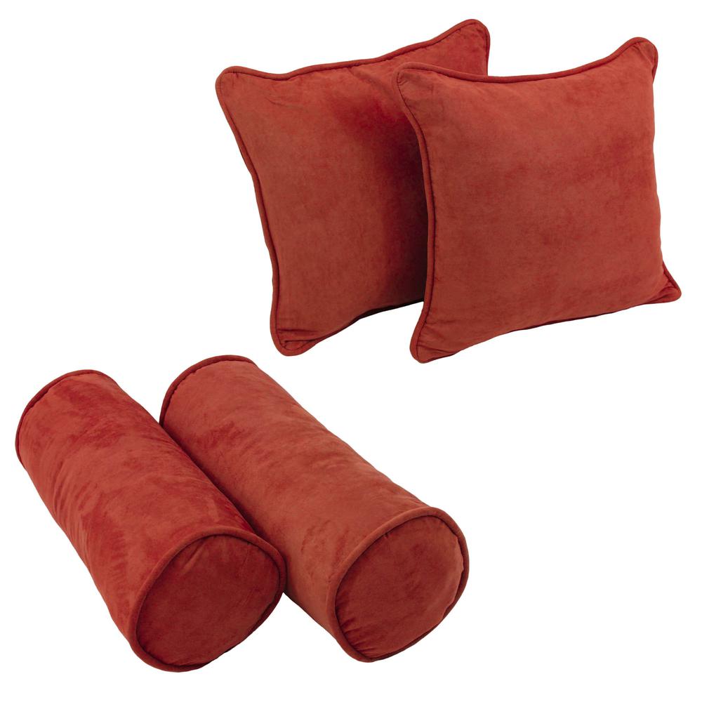 Double-corded Solid Microsuede Throw Pillows with Inserts (Set of 4)  9818-CD-S4-MS-CR. Picture 1