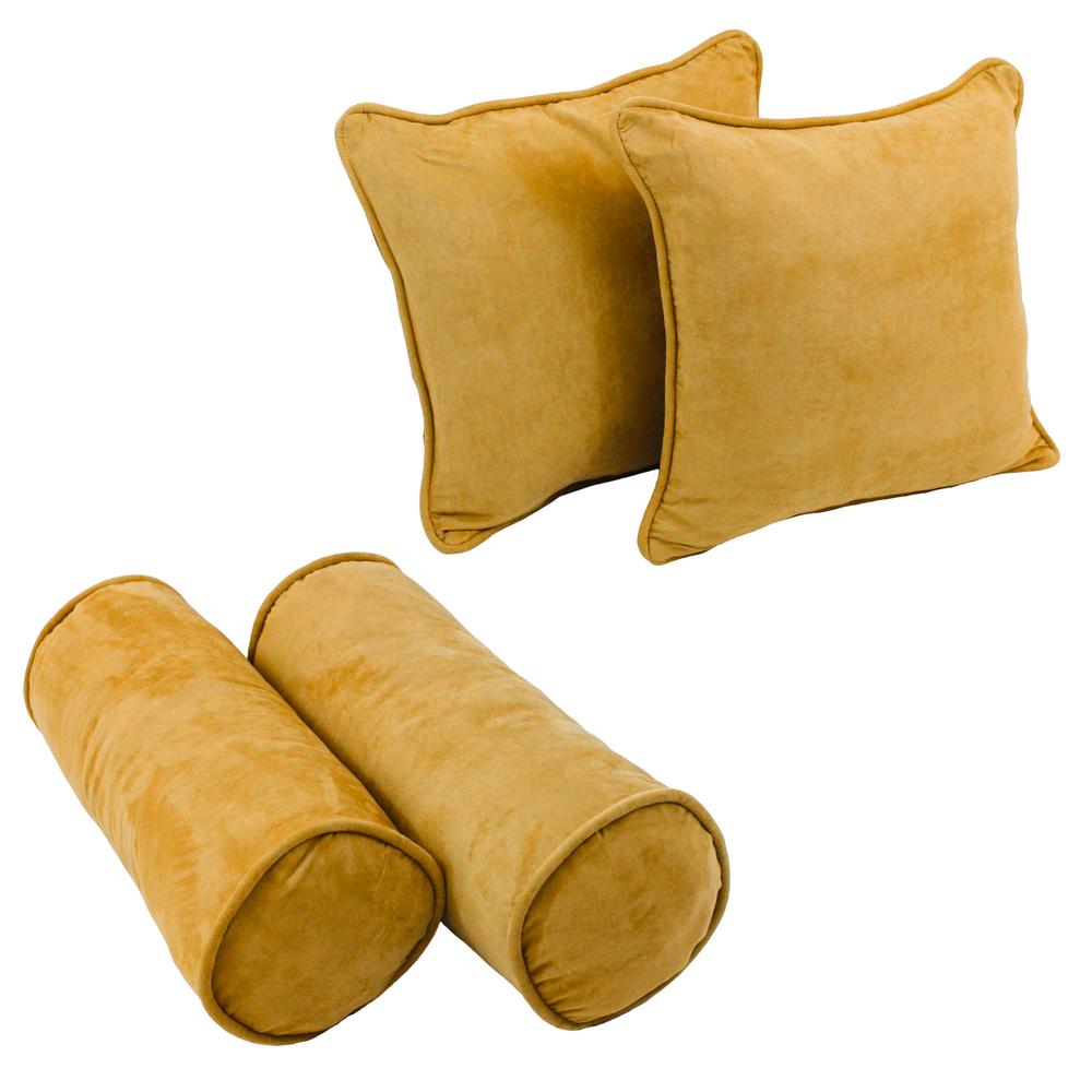 Double-corded Solid Microsuede Throw Pillows with Inserts (Set of 4)  9818-CD-S4-MS-LM. Picture 1