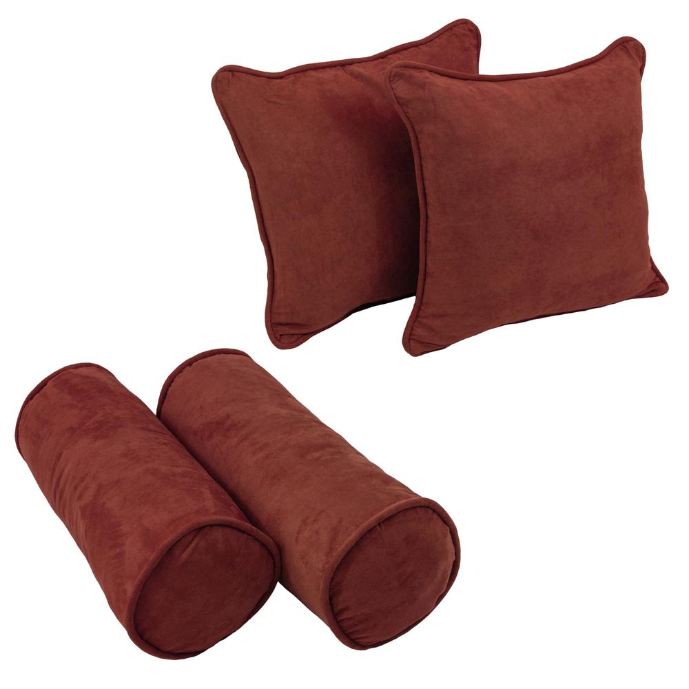 Double-corded Solid Microsuede Throw Pillows with Inserts (Set of 4)  9818-CD-S4-MS-RW. Picture 1