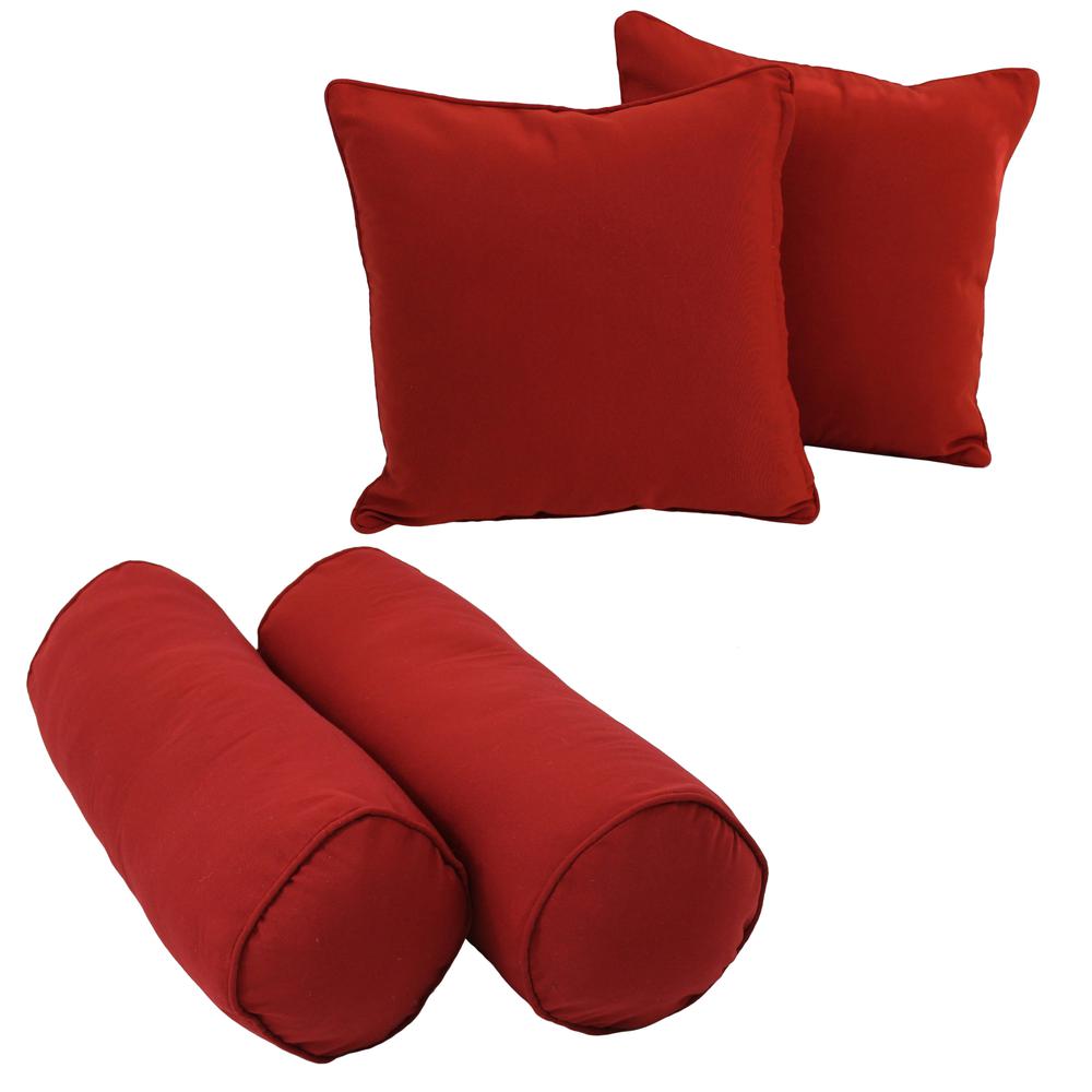 Double-corded Solid Twill Throw Pillows with Inserts (Set of 4) Ruby Red. Picture 1
