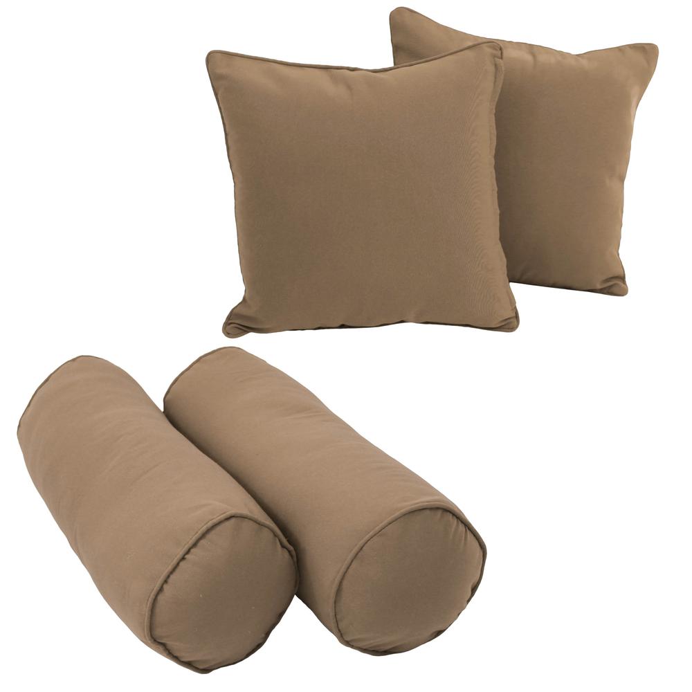 Double-corded Solid Twill Throw Pillows with Inserts (Set of 4), Toffee. Picture 1