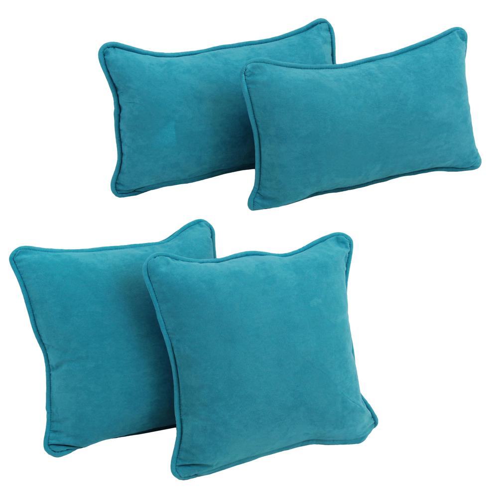 Double-corded Solid Microsuede Throw Pillows with Inserts (Set of 4)  9819-CD-S4-MS-AB. Picture 1