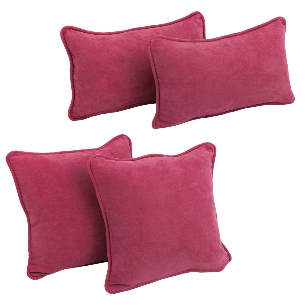 Double-corded Solid Microsuede Throw Pillows with Inserts (Set of 4)  9819-CD-S4-MS-BB. Picture 1
