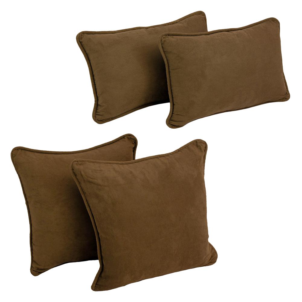Double-corded Solid Microsuede Throw Pillows with Inserts (Set of 4)  9819-CD-S4-MS-CH. Picture 1