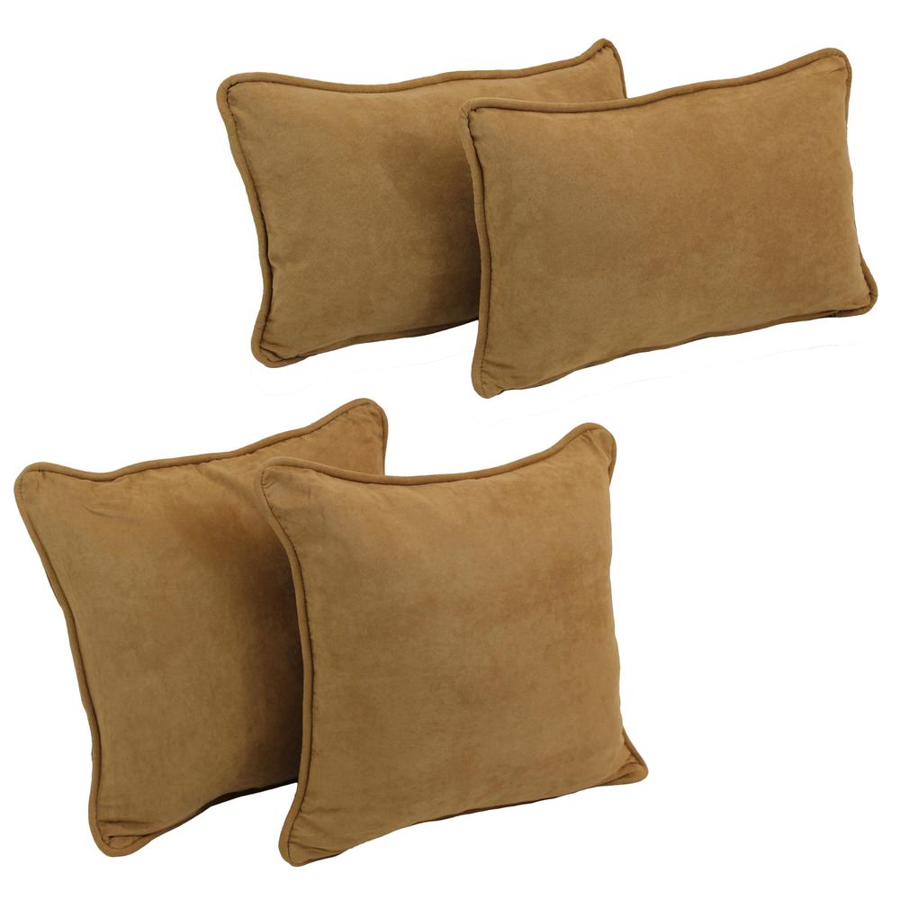 Double-corded Solid Microsuede Throw Pillows with Inserts (Set of 4)  9819-CD-S4-MS-CM. Picture 1