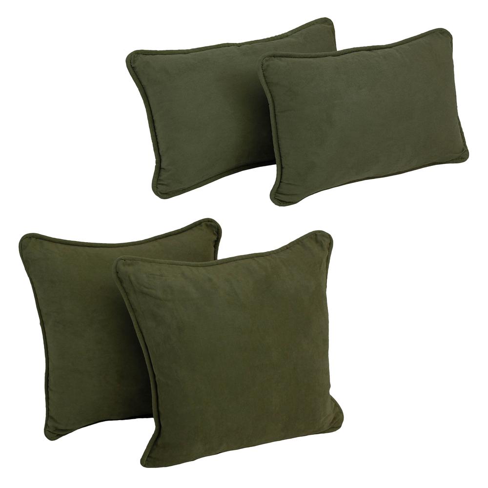 Double-corded Solid Microsuede Throw Pillows with Inserts (Set of 4)  9819-CD-S4-MS-HG. Picture 1