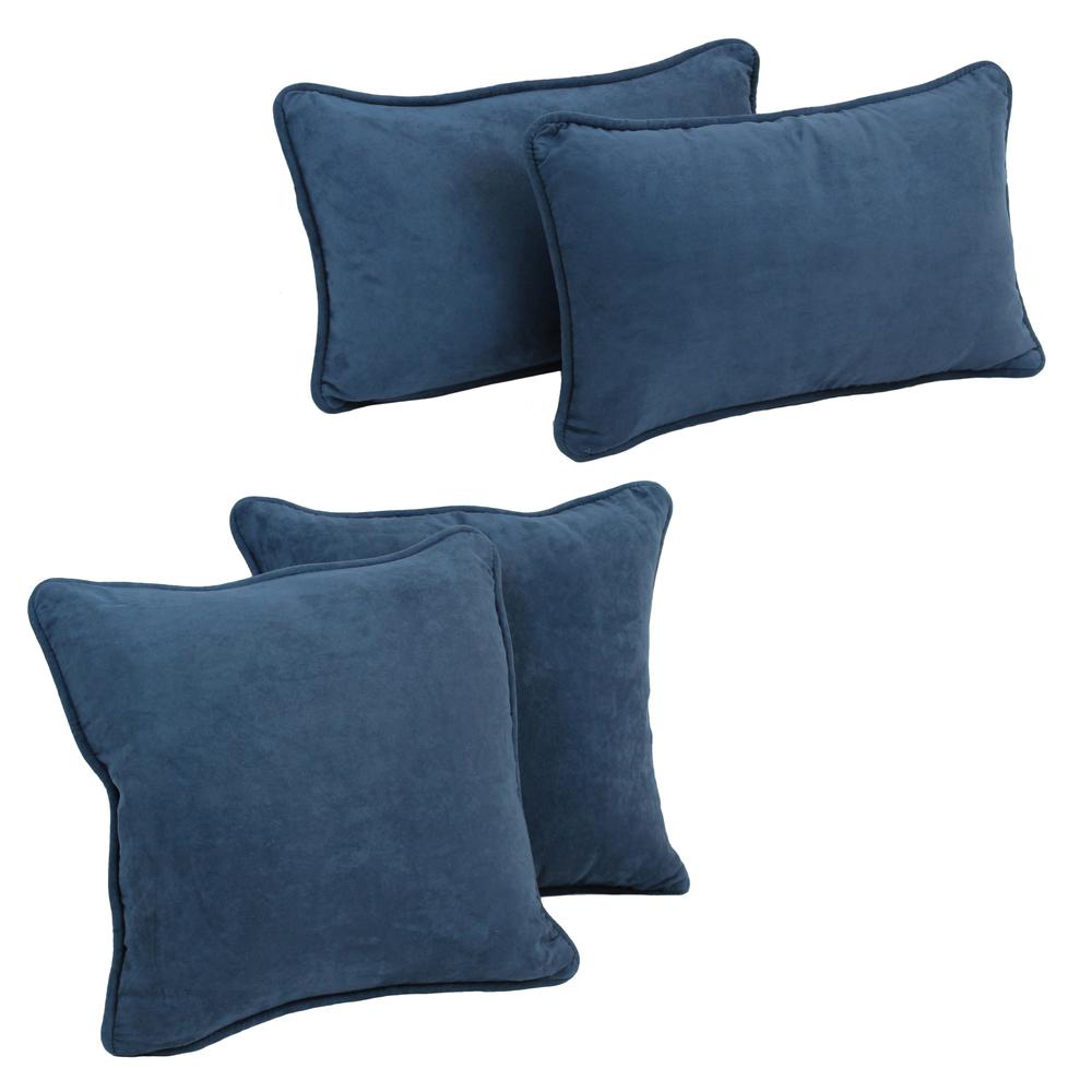 Double-corded Solid Microsuede Throw Pillows with Inserts (Set of 4)  9819-CD-S4-MS-IN. Picture 1