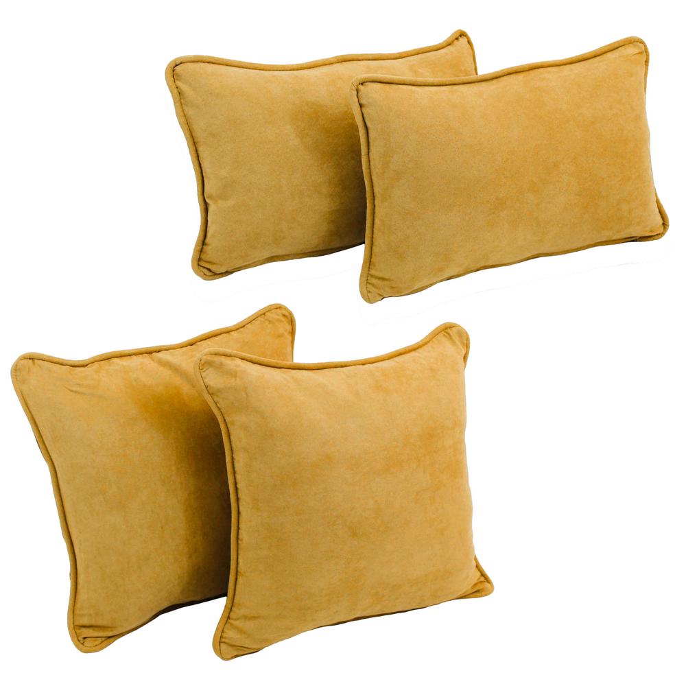 Double-corded Solid Microsuede Throw Pillows with Inserts (Set of 4)  9819-CD-S4-MS-LM. Picture 1