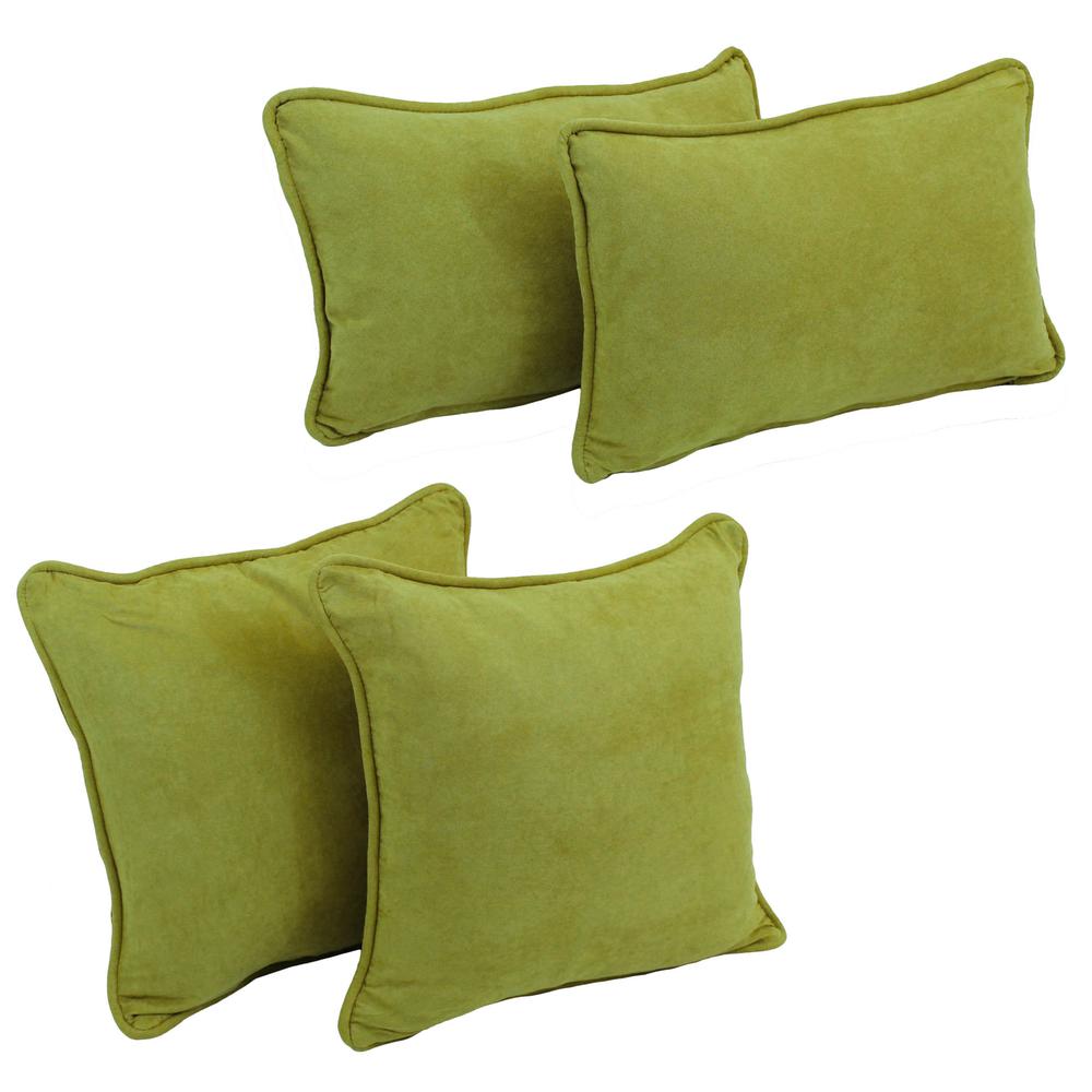 Double-corded Solid Microsuede Throw Pillows with Inserts (Set of 4)  9819-CD-S4-MS-ML. Picture 1