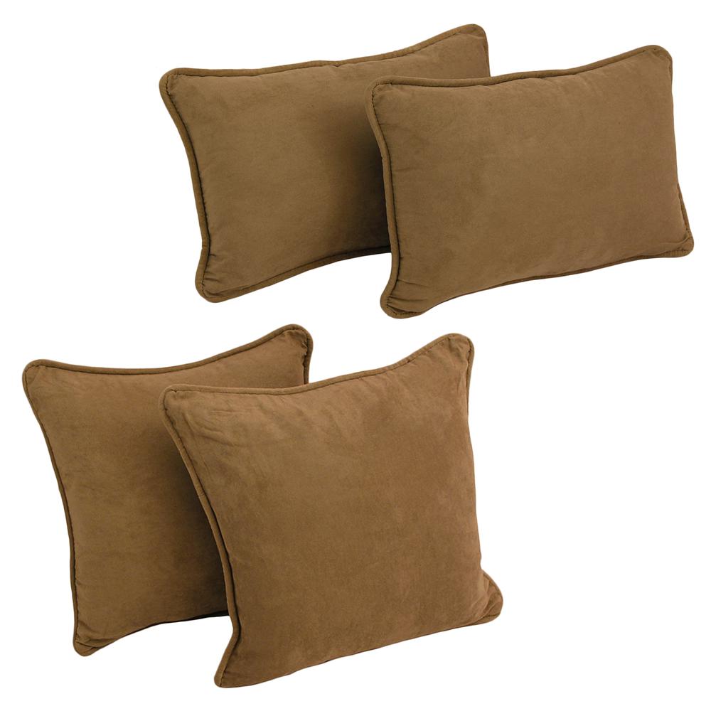 Double-corded Solid Microsuede Throw Pillows with Inserts (Set of 4)  9819-CD-S4-MS-SB. Picture 1