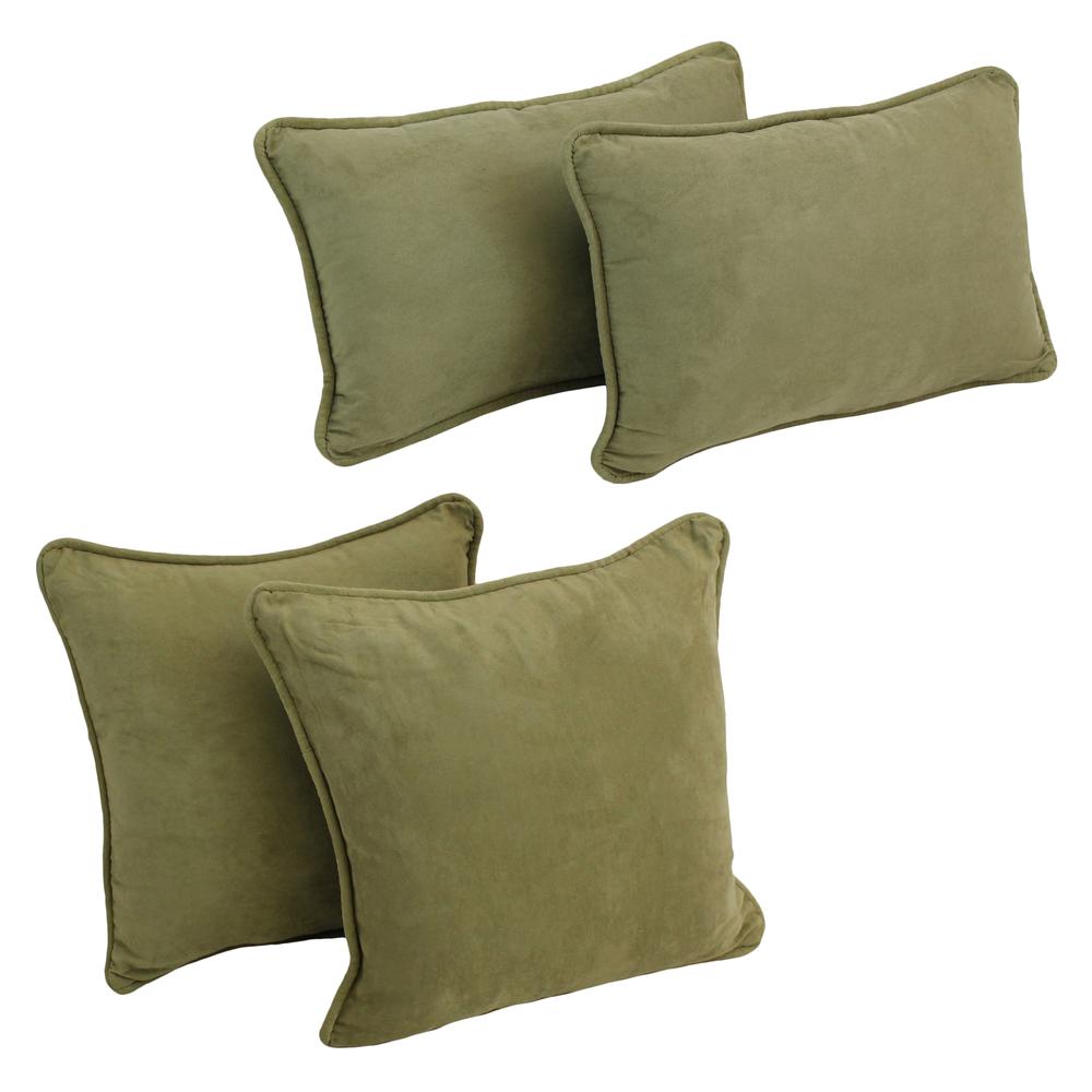 Double-corded Solid Microsuede Throw Pillows with Inserts (Set of 4)  9819-CD-S4-MS-SG. Picture 1