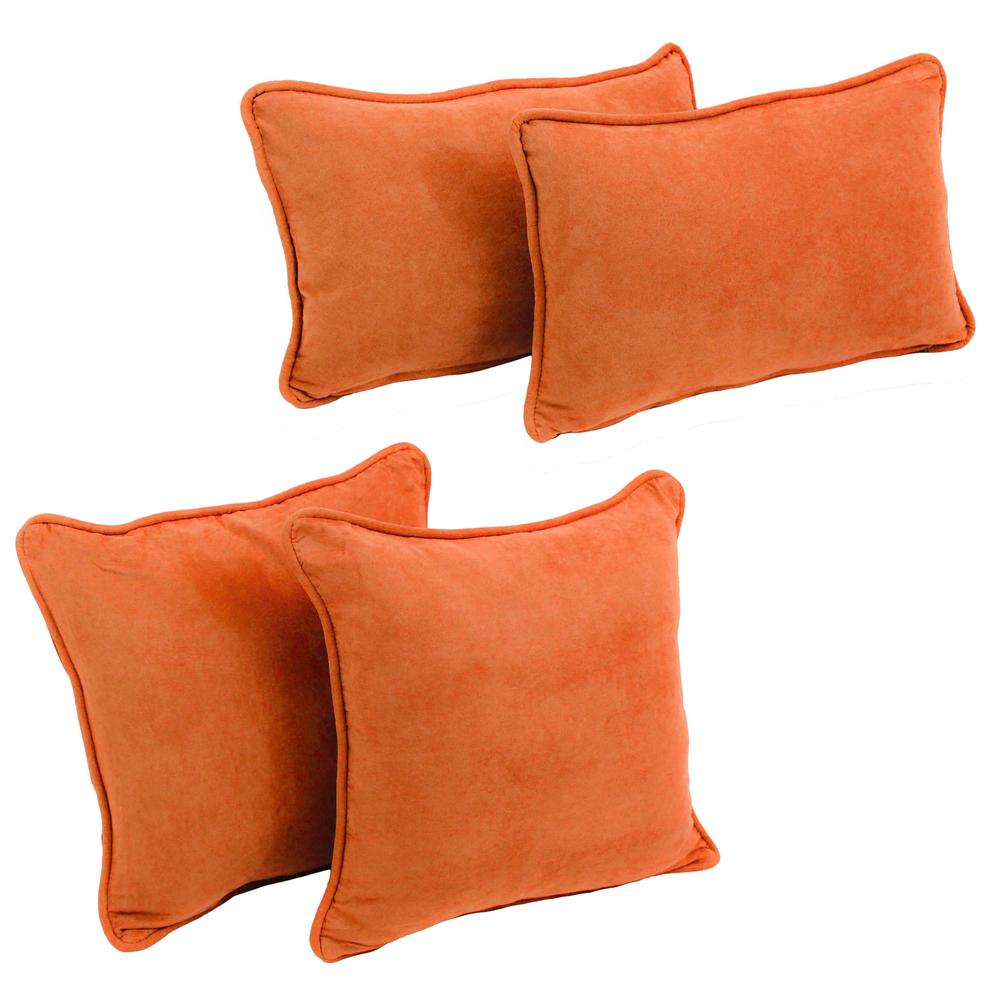 Double-corded Solid Microsuede Throw Pillows with Inserts (Set of 4)  9819-CD-S4-MS-TD. Picture 1