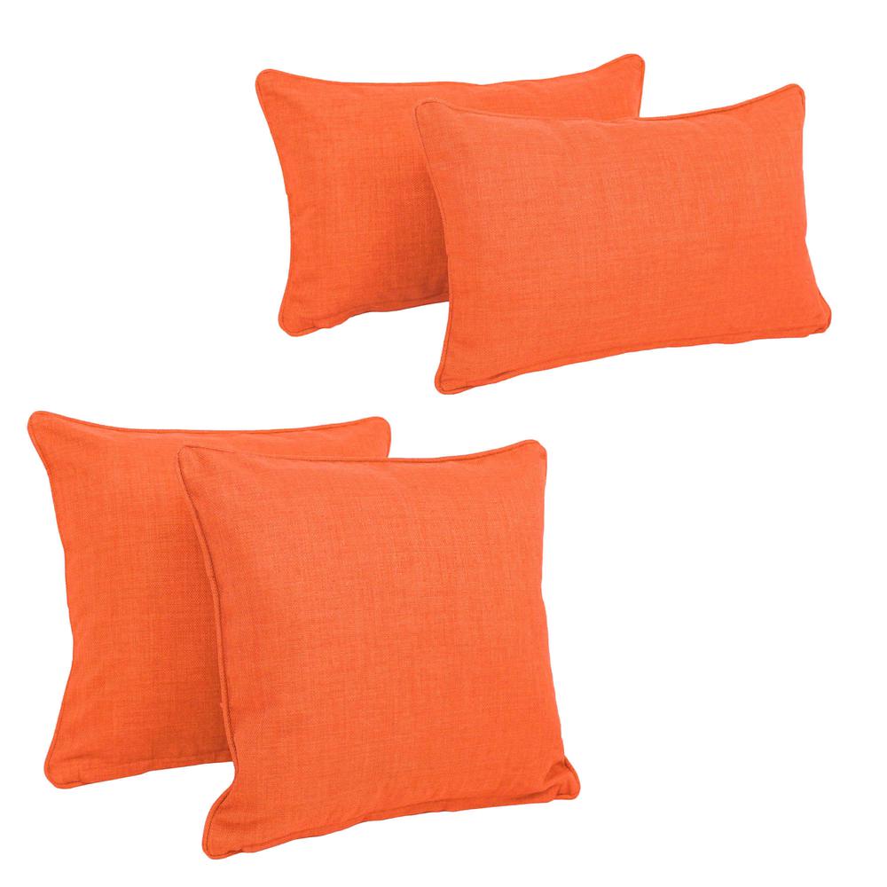 Double-corded Solid Outdoor Spun Polyester Throw Pillows with Inserts (Set of 4), Tangerine Dream. Picture 1