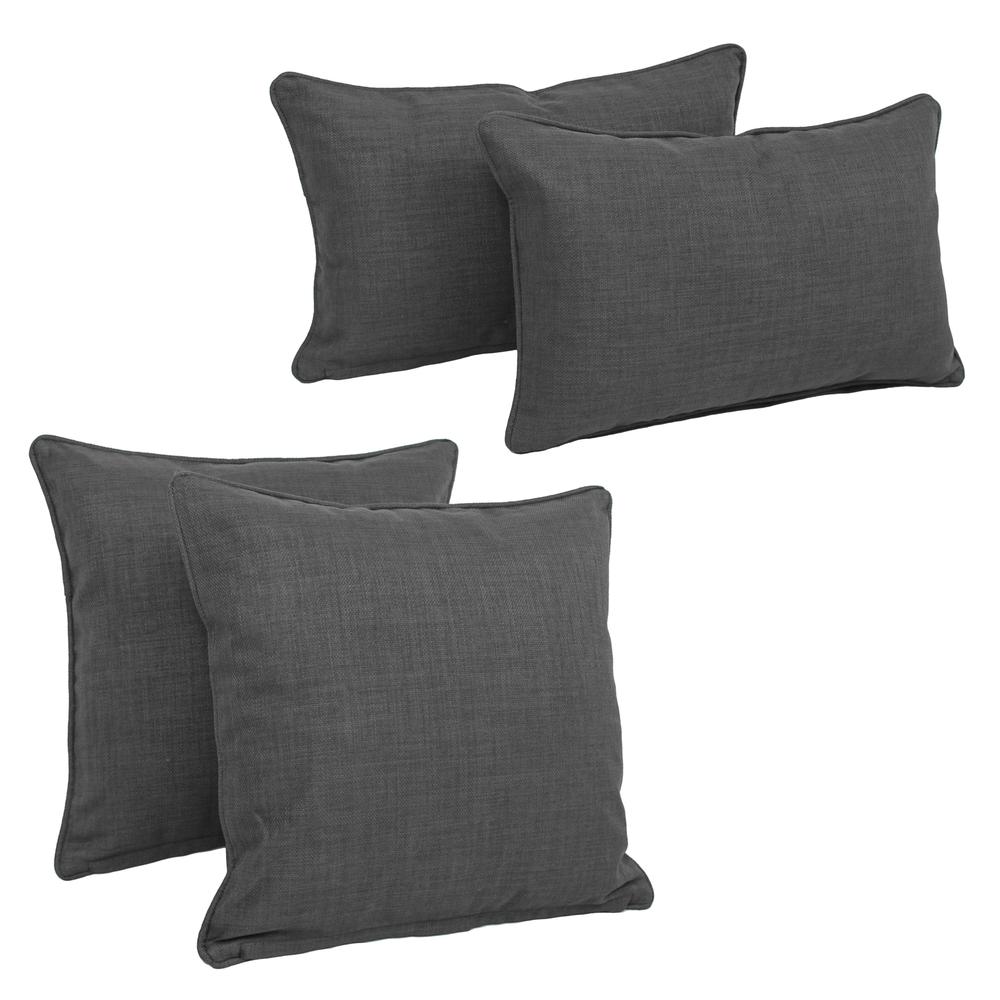 Double-corded Solid Outdoor Spun Polyester Throw Pillows with Inserts (Set of 4)  9819-CD-S4-REO-SOL-15. Picture 1