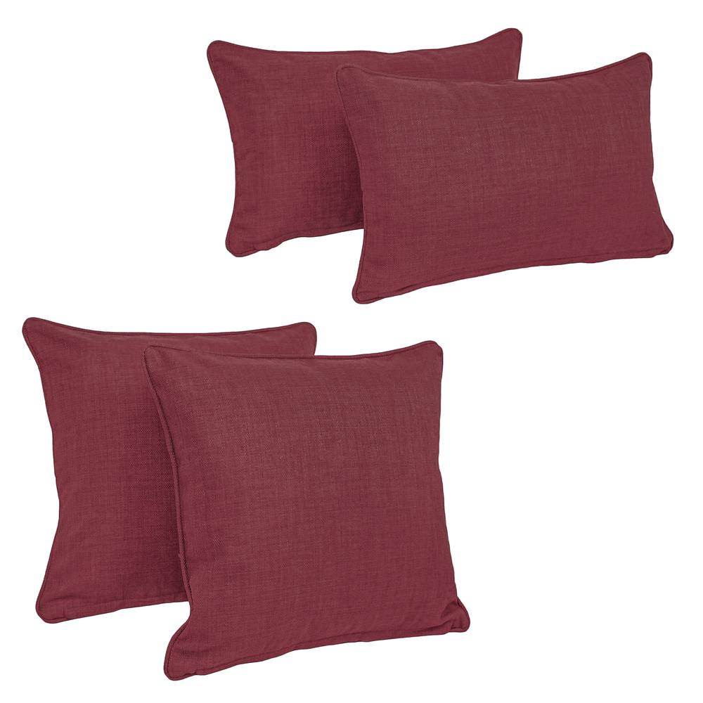 Double-corded Solid Outdoor Spun Polyester Throw Pillows with Inserts (Set of 4)  9819-CD-S4-REO-SOL-17. Picture 1